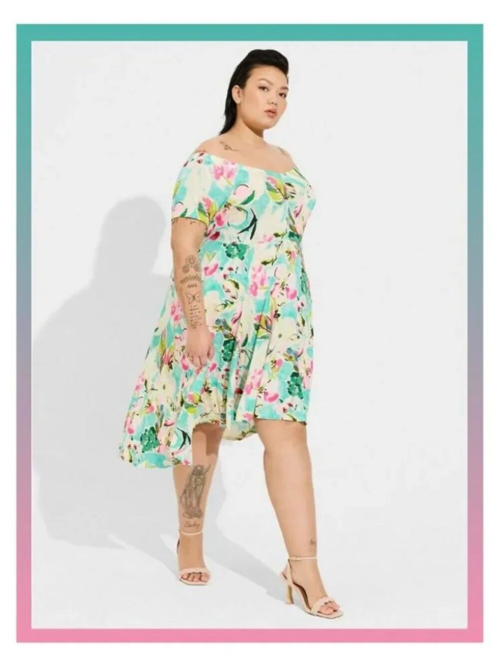 Torrid Dress Mini Supersoft Off Shoulder Skater Hi Low Short Sleeve Knit Plus 3X